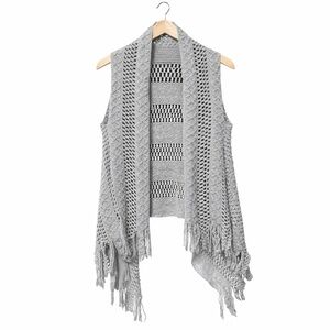 Gray Handmade Fringe Vest